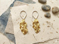 Handmade Turkish Leaf Pearl Earrings, Matte Gold Silver-Plated Brass Dangle Studs
