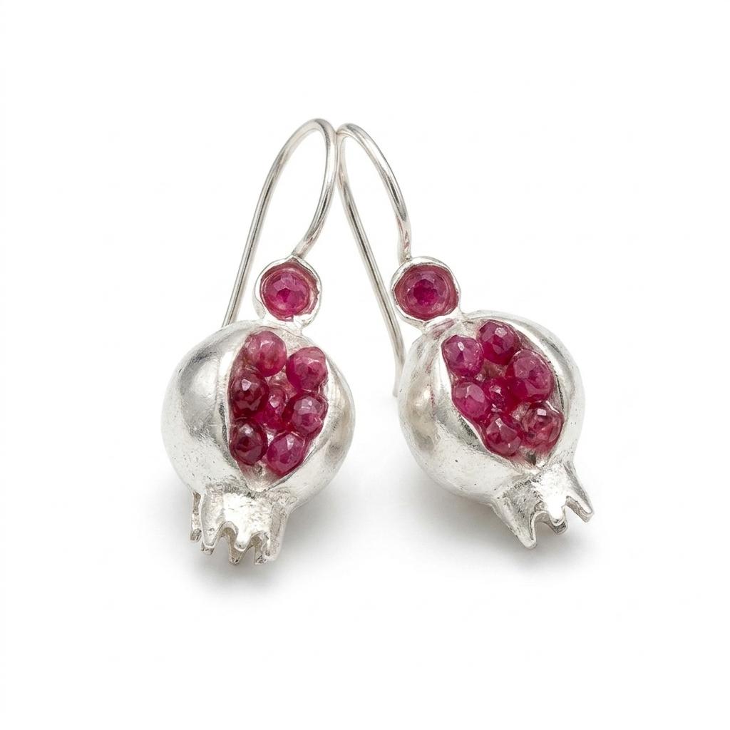Handcrafted Pomegranate Earrings - Ruby Jade Boho Style with Greek Mythology Symbolism