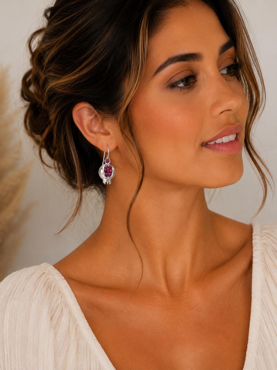 Handcrafted Pomegranate Earrings - Ruby Jade Boho Style with Greek Mythology Symbolism