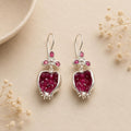 Pomegranate Earrings: Ruby Jade Bronze Silver Plated Boho Earrings