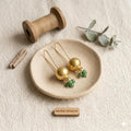 Pomegranate Earrings: Green Agate, Gold Plated Bronze, Boho Turkish Tribal Earrings