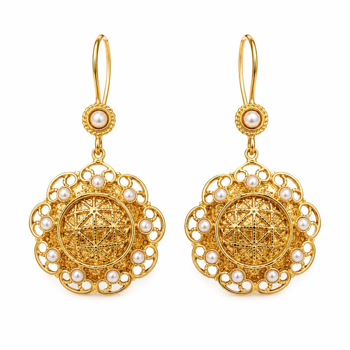 Elegant Gold Plated Pearl Earrings - Boho Chic Dangle Jewelry
