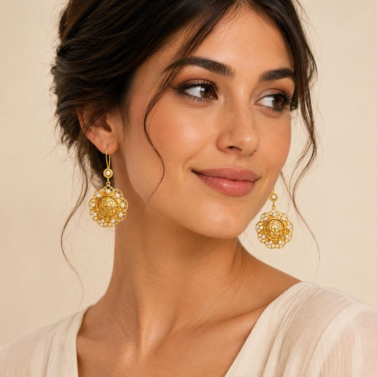 Elegant Gold Plated Pearl Earrings - Boho Chic Dangle Jewelry
