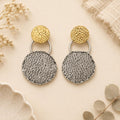 Turkish-Inspired Geometric Brass Dangle Earrings, Matte Gold Silver Plating