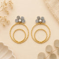 Elegant Turkish Flower Hoop Earrings, Unique Matte Gold Silver Dangle Studs