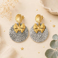 Hammered Disc Butterfly Dangle Earrings in Turkish Art Deco Style - Hypoallergenic, Gift Packaging Included