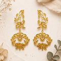Gold Leaf Earrings Chandelier Dangle, Botanical Statement Jewelry, Lightweight Elegant Gift for Her