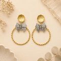 Bohemian Butterfly Hoop Earrings, Mixed Metal Gold Silver, Turkish Jewelry, Lightweight Statement
