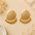 Sophisticated Gold Plated Boho Leaf Earrings with Unique Filigree Design